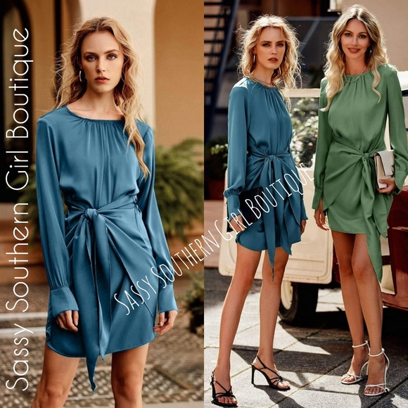 🆕⭐ Peacock Blue Sarong Mini Dress - Picture 1 of 11